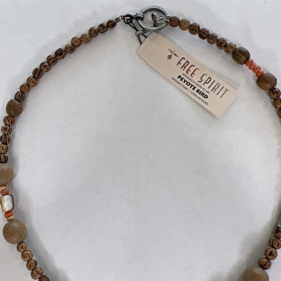 Peyote Bird Necklace Free Spirit Oyster Pearl Tear Drop Wood Like Beads Sundance - Picture 5 of 6